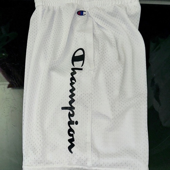 Boys Champion Vertical Script Shorts in White and Black, Sz. M - Picture 6 of 7